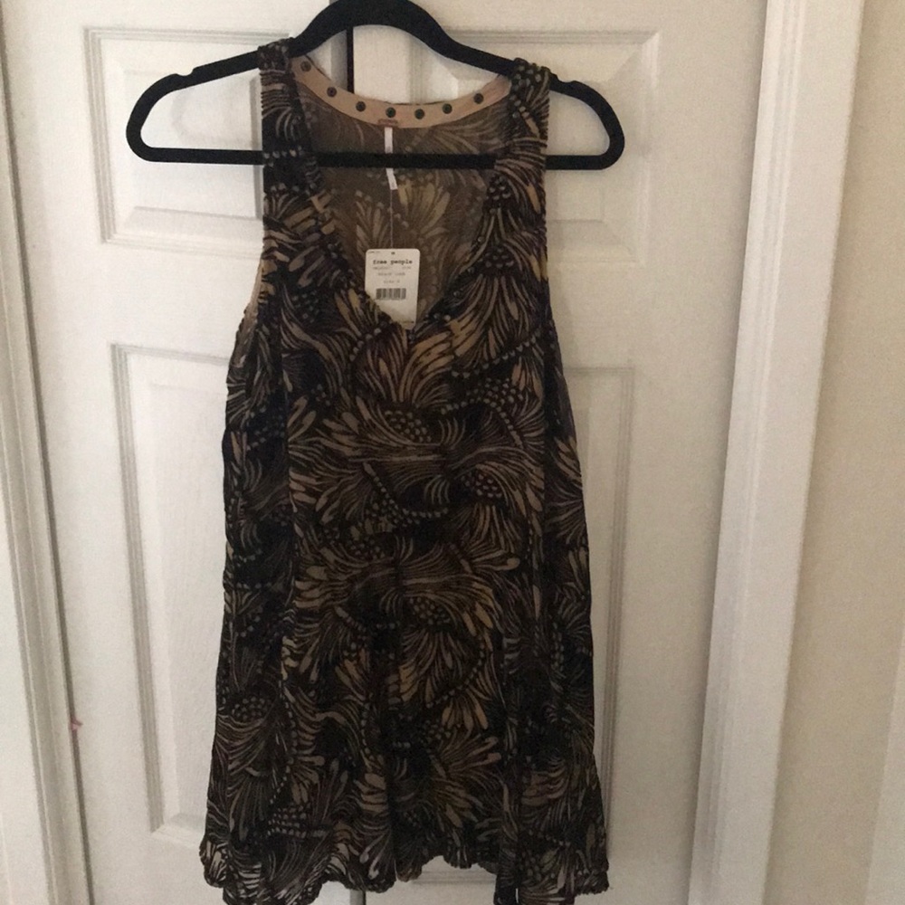 Free people black velvet pattern casual dress